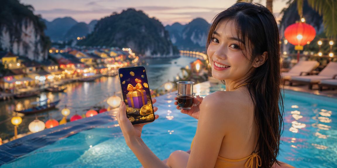 Cảnh Ninh Bình minh họa người dùng đọc ưu đãi đăng ký trên di động